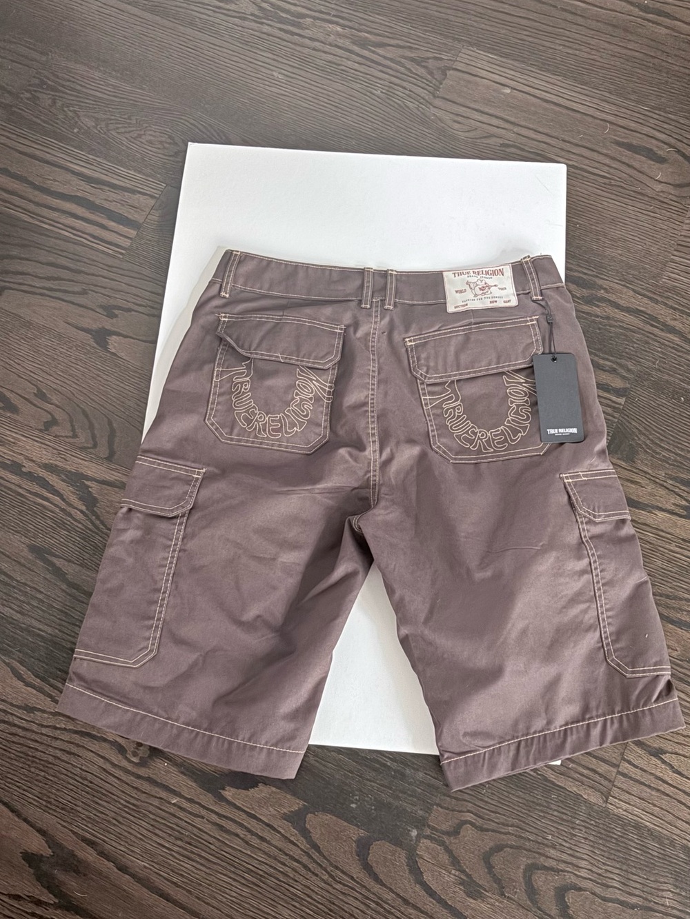 True Religion Men's Mauve-Brown Cargo Shorts